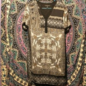 Tribal Femme Black Boho Style Print Dress-Medium